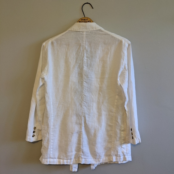 BENETTON White Linen Double Breasted Blazer - Picture 8 of 12